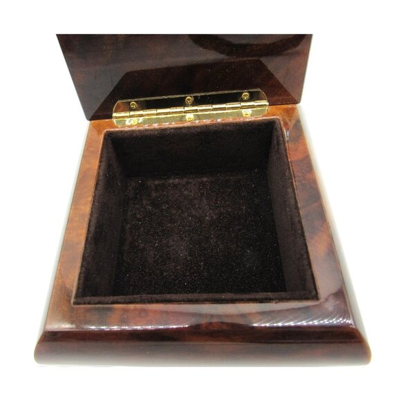 Italian WOOD JEWELRY Box with Floral Inlay And Soft Velvet Lining from Italy - Picture 7 of 11